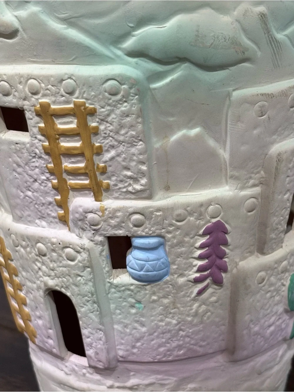1992 Beachcombers Southwestern Cream Ceramic Vase with Pastel Accents